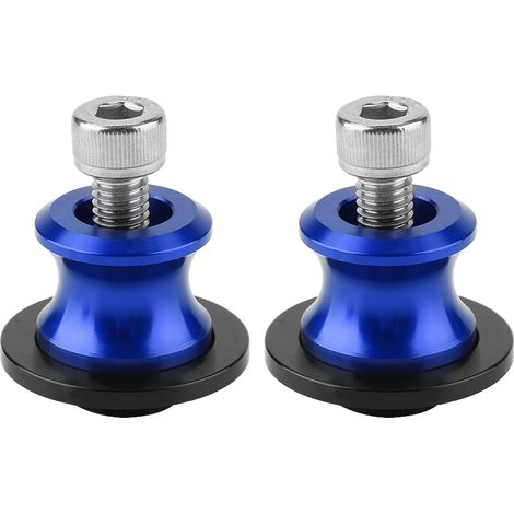 Set mit 2 CNC-gefrästen 6-mm-Motorrad-Hinterradständern mit blauen Spulen, drehbaren Endkappen für Schwingenständer, Motorradhebezubehör (1/5)