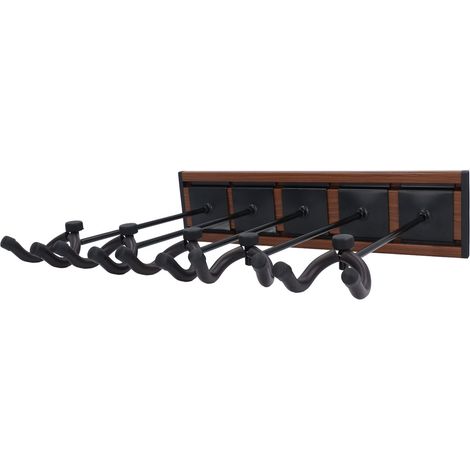 Support mural pour guitare, panneau de jonction en alliage d'aluminium, crochet en acier, support rotatif pour basse, violon, mandoline, banjo, grain de bois foncé (1/5)
