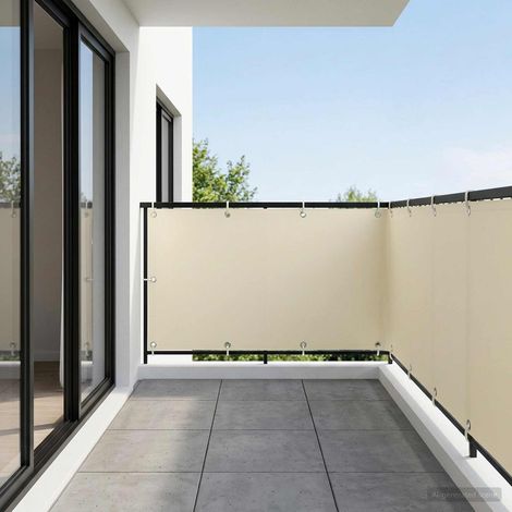 Brise-vue Balcon et Clôture Écran de Confidentialité Polyester PU Crème 1,5 x 15 m - PANGIVO (1/5)