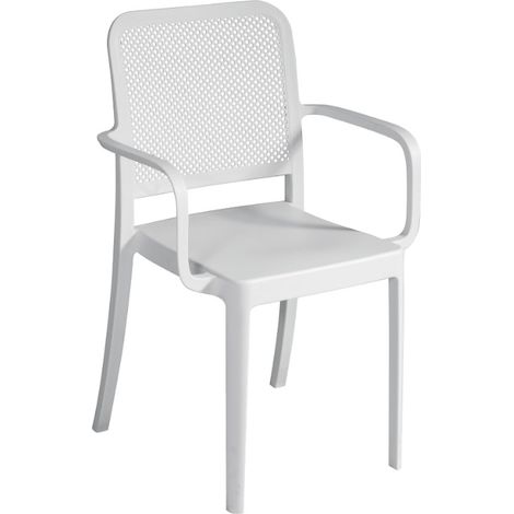 Sedia con braccioli in polipropilene bianco, resistente ai raggi UV MALIGI HOME MG/CIPRESSO Bianco (1/4)