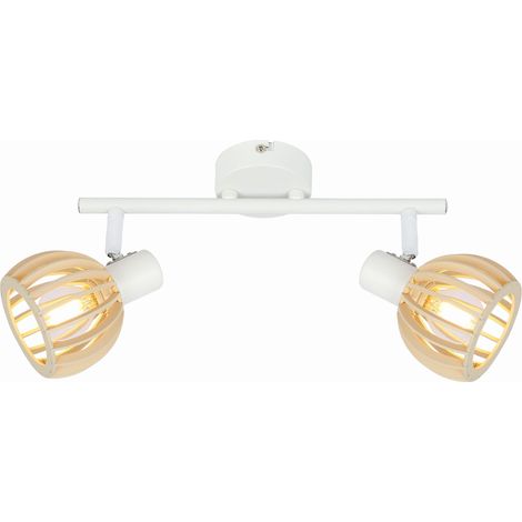 Plafonnier Candellux Atarri blanc bois MDF métal 2xE14