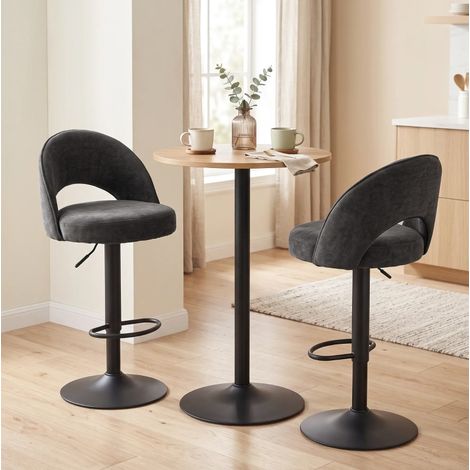 2er-Set verstellbare und drehbare Barhocker, Sitzhöhe 66-87 cm, dunkelgrau OKMYHOME (1/5)