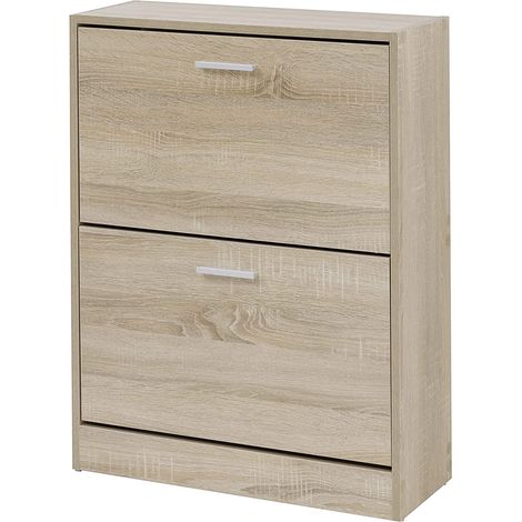 Baroni Home Scarpiera Salvaspazio Slim in Legno Melaminico da Ingresso. Portascarpe da 12 paia con 2 Ante a Ribalta e Doppia Profondità 24x63x81 cm (1/5)