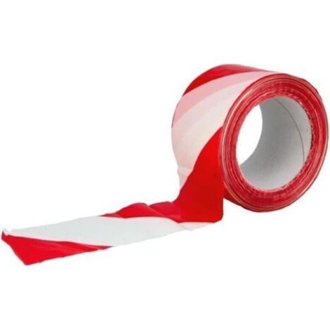 Ruban de Balisage - Pour Délimiter les Zones de Danger - Non Adhésif - Polyéthylène Basse Densité (LDPE) - 70 mm x 200 m - Ruban Rouge et Blanc (1/4)
