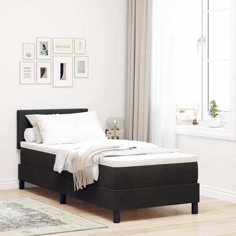 LED Boxspringbett mit Matratze mit LED Schwarz 80 x 200 cm Samt