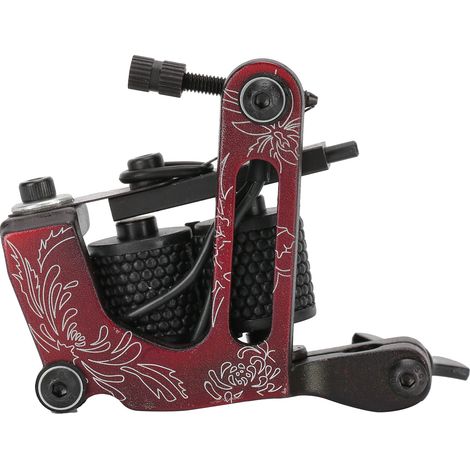 Machine à Tatouage Bobine Motif Chrysanthème pour Débutants - Pistolet Tatouage Liner Shader Rouge 22010-2 (1/5)