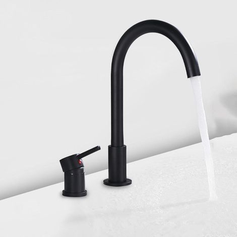 Mitigeur pour vasque - G1/2 - noir - monocommande - 2 trous (1/5)