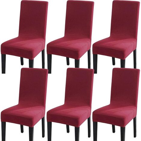 Elastic Spandex Chair Cover, Stretch Chair Cover (6pcs, Large Red) (1/5)