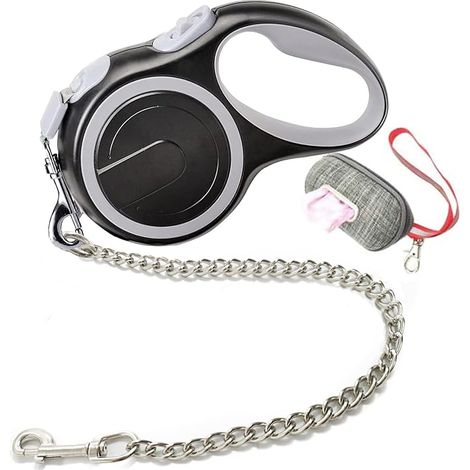 Laisse rétractable en Nylon Anti-Mastication pour Chiens de Taille Moyenne et Grande Gris