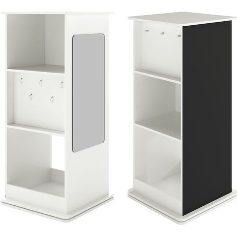 COSTWAY Kids Rotating Bookshelf 360° Spinning Corner Bookcase w/Chalkboard White (1/5)