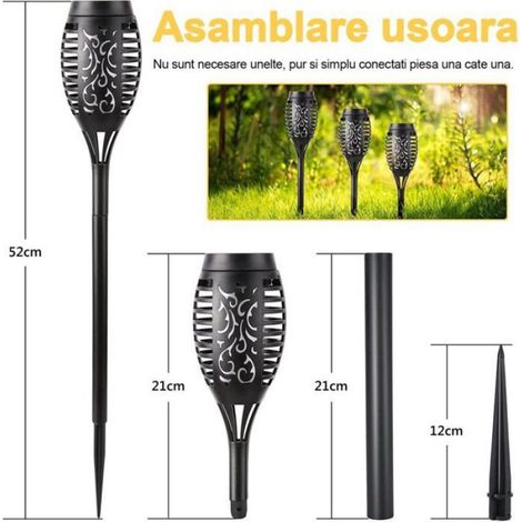 Lampe Solaire De Jardin - Effet Flamme Vacillante - IP65 - Noir - Lot De 2 (1/5)