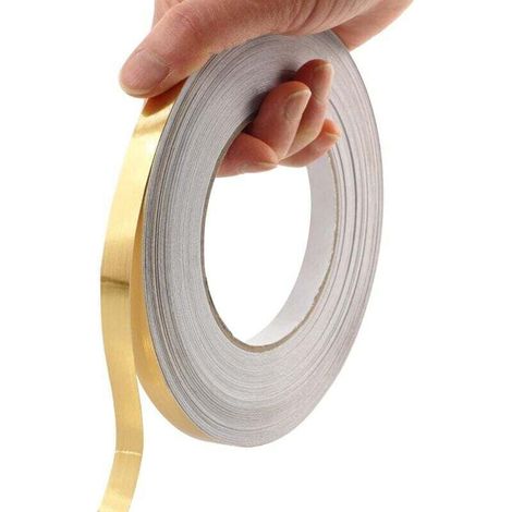 Sollbry Ruban adhésif en film PET doré à décoller et à coller, moulure murale autocollante avec finition miroir vibrante pour projets de bricolage, arts graphiques décoratifs, 50 m x 2 cm (1/4)