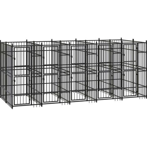 Gabbia per cuccia recinto per animali da esterno per cani in acciaio 9,22 m² nero 020041887