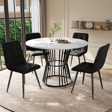 ensemble table chaises ronde 100 cm MDF multicolore OKMYHOME