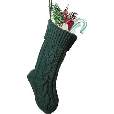 Grand bas de Noël, cadeaux de Noël suspendus, bas de Noël pour contenir des cadeaux, des collations, des bonbons (1 pièce, vert) (1/5)