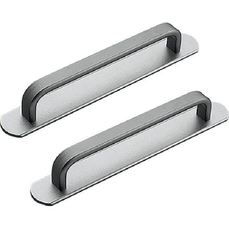 Deux poignées de meuble auto-adhésives en alliage d'aluminium, adaptées à la fixation sur les réfrigérateurs, les armoires de cuisine et les tiroirs (160 mm, gris). (1/5)