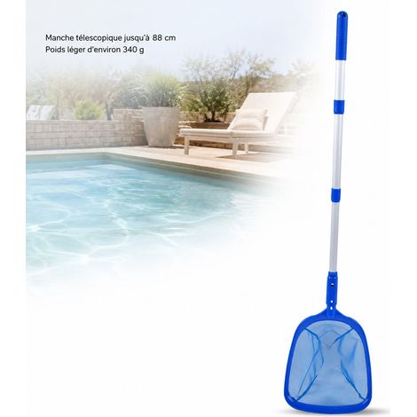 Écumoire de Piscine Télescopique en Plastique avec Manche Réglable 88cm pour Nettoyage Rapide des Feuilles et Débris Surface (1/5)