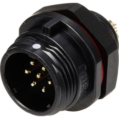 Connecteur pour montage en facade embase mâle 7 pôles 5 A 125 V/AC IP68 Weipu SP1312 / P 7 D28555 (1/3)