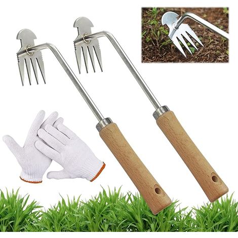Lot de 2 desherbeur Manuel,désherbeurs manuels de Jardinage avec poignée, grattoir à Joints avec poignée,Outil de désherbage Manuel pour Jardinage avec poignée 30 cm