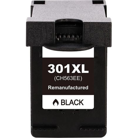 Cartouche d'encre, rechargeable, compatible avec plusieurs imprimantes HP, 301XL   BK (1/2)