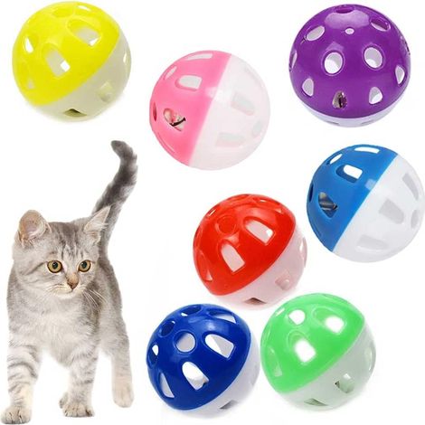 12 Pièces 3.8CM Chat Cloche Balle Jouet Balle pour Animaux de Compagnie Chaton Balle Cloche pour Chats Chaton, Chat Jingle Balls en Plastique pour Chats D'intérieur (Couleur Aléatoire)