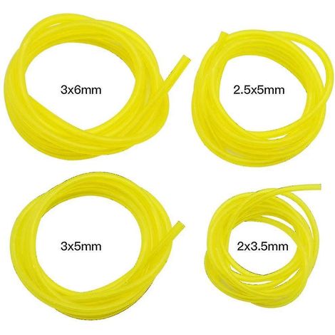4 Pieces Petrol Hoses Length 1.5m Universal Fuel Line Hose Garden Tools Transparent Yellow For Blower Trimmer Chainsaw Lawn Mower Accessories