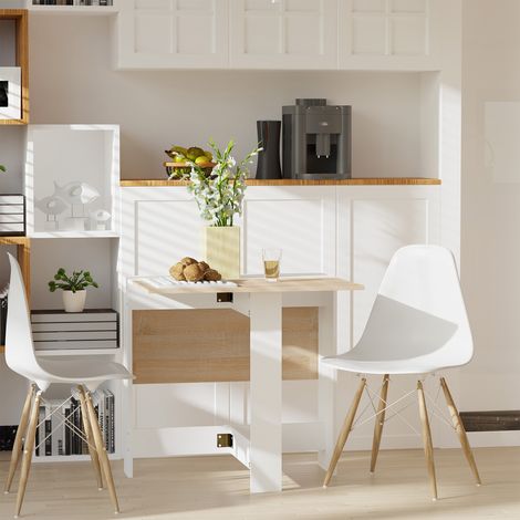 Mesa Plegable de Comedor Mesa Auxiliar de Cocina con Alas Abatibles Ahorra Espacio Diseño Moderno 103x76x73,5cm Madera (1/5)