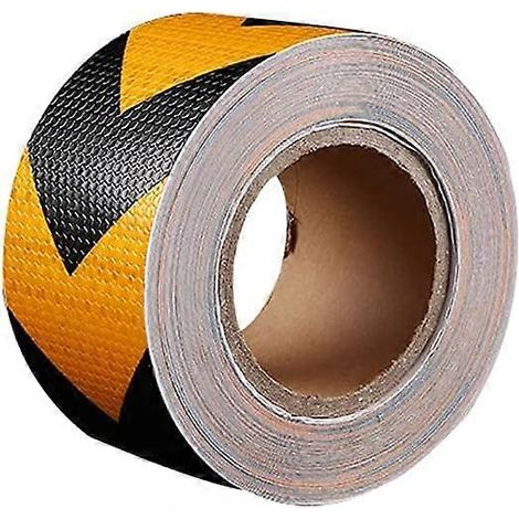1 ruban adhésif réfléchissant flèche de danger jaune et noir - 5 cm x 25 m (1/5)