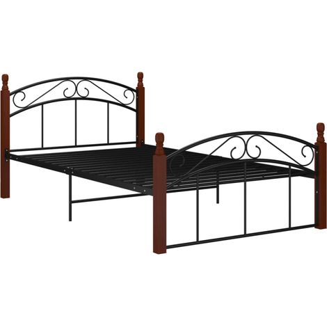 Maison Exclusive - Giroletto Nero in Metallo e Legno Massello di Rovere 120x200 cm