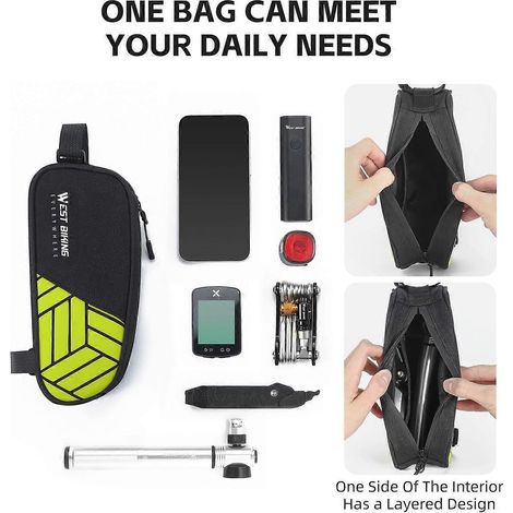 1L Fahrradtasche, Fahrradrahmentasche für Vorderrohr, Fahrradtasche für Oberrohr, wasserdichte Fahrradrahmentasche, glattes Z-Profil