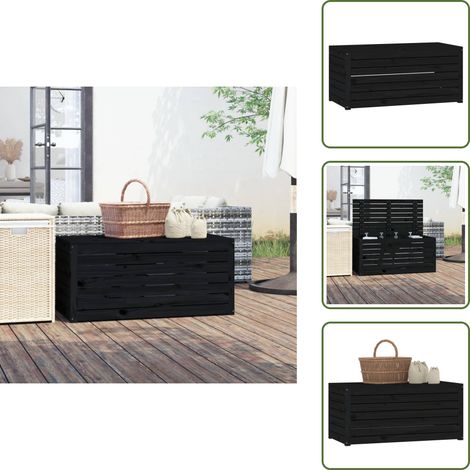 Cassetta in legno - vidaXL Contenitore Giardino Nero 101x50,5x46,5 cm Legno Massello Pino - Contenitore in legno