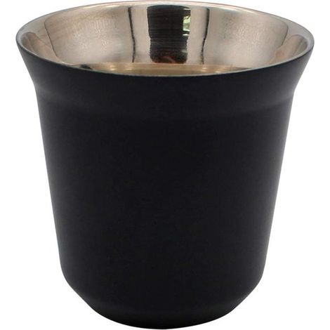 Kaffeebecher/Espressobecher aus Edelstahl, doppelwandig, isoliert, Thermokapselbecher, schwarz (1/4)