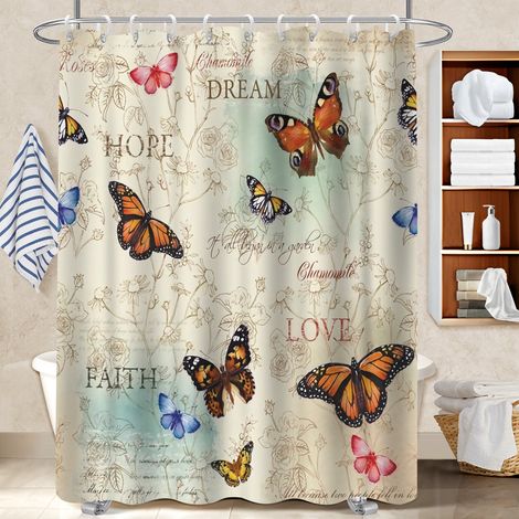 Rideau douche polyester 180x180 original polyester pour salle de bain pour protéger le sol des éclaboussures efficacement (1/5)