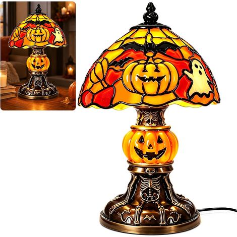Lampe Citrouille Diabolique Halloween, Veilleuse de Table USB au Style Vintage, Décoration Gothique pour Cheminée, Bibliothèque et Salon (1/5)