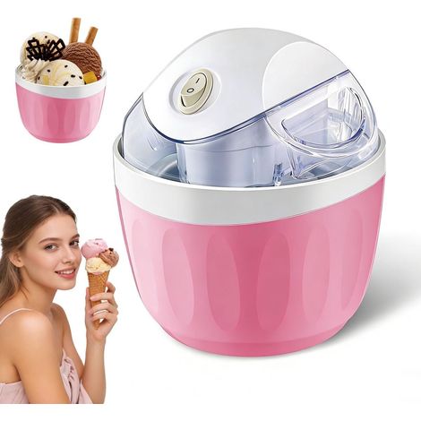 Eismaschine, Sorbetmaschine, Mini-Eismaschine, elektrisch, Ein-Knopf-Bedienung, Eiscreme selber machen, rosa, für Zuhause (1/4)