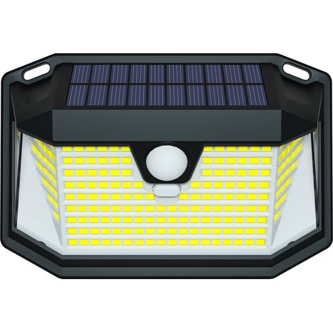 Lot de 2 lampes solaires d'extérieur, appliques murales étanches à énergie solaire avec détecteur de mouvement, lampes de sécurité, projecteurs, lampes solaires de jardin sans fil (1/4)