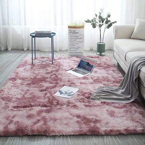 Tapis de Sol Moelleux en Fausse Fourrure Rose, Grand Tapis Doux et Confortable Antidérapant pour Salon et Chambre, Épais et Fluffy, Tapis d'Intérieur 160x230 cm (1/3)