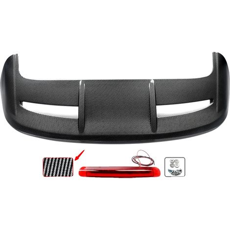 Spoiler, compatible con Ford Fiesta 2008-2019, incluye luz de freno, aspecto de fibra de carbono. (1/2)