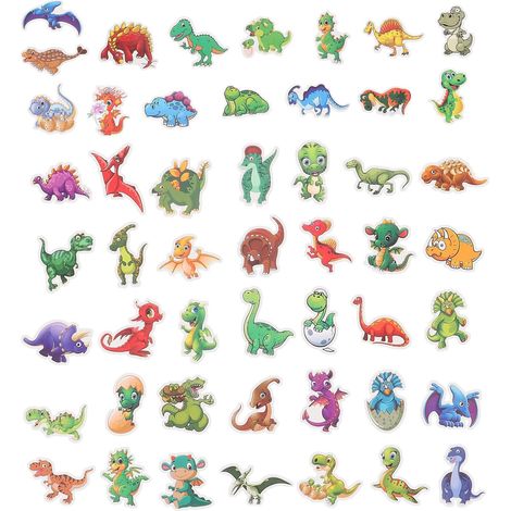 50 Feuilles D'autocollants de Dinosaures Soi-même en Pvc Adhésif Étanche pour Décoration Portable, Carnet et Rentrée Scolaire (1/5)