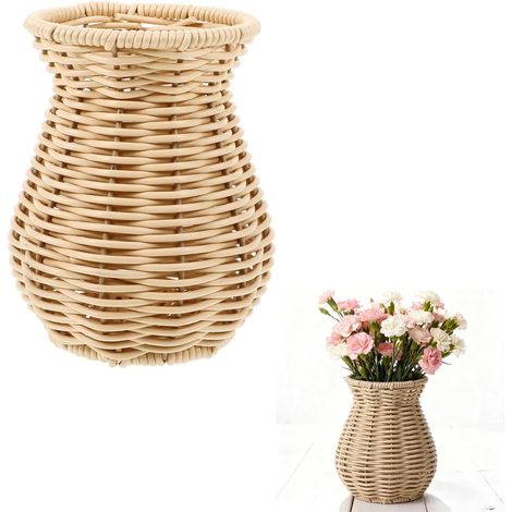 Vaso in vimini, stile rustico, intrecciato a mano, adatto per matrimoni, decorazioni e arredamento per la casa. (1/5)