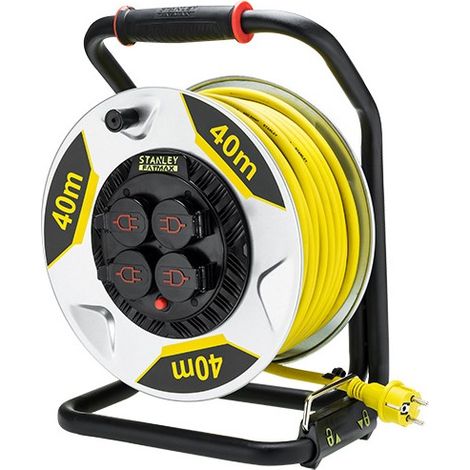 Stanley – Enrouleur électrique 40m 3x1,5mm – 16A – IP44 pour usage intérieur et extérieur – Protection contre l'eau et la poussière (1/2)