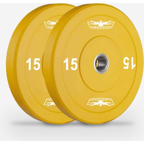 2 x 15 kg dischi bumper olimpionici gomma e acciaio 50mm cross training Hanzo Stock