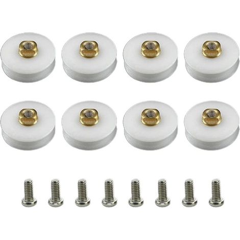 Lot de 8 roulettes rainurées pour porte de douche - 22,5 mm de diamètre (1/5)