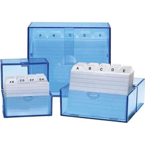 Wedo scatola per schede A7 trasparente blu design pratico