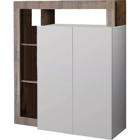 Dmora Buffet design moderne avec 2 portes et étagères, Meuble de rangement, Buffet de cuisine, Buffet Made in Italy, 108x42h127 cm, Couleur Blanc et Poire, avec emballage renforcé (1/5)