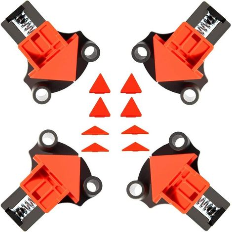 4 Pièces Serre Joint Angle - Pinces D'Angle - Pince à Angle Droit - Replaceable 60 Degrés, 90 Degrés,120 Degrés, Pour le Travail du Bois, le Cadre Photo Bricolage, Outils à Main， (1/5)