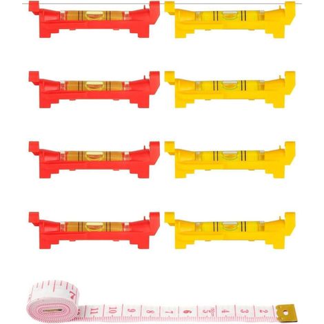 Schnurwasserwaage Set 8 Stück 7,5 cm mit 1,5 m weichem Lineal (1/5)