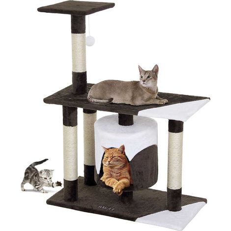 Albero Tiragraffi per Gatti Parco Giochi Cuccia Graffiatoio gatto 94cm Marrone (1/5)