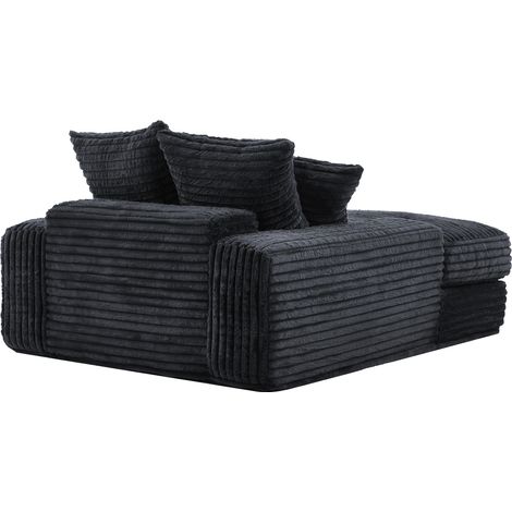 Canapé velours côtelé luxe gris 4 coussins convertible lit ultra moelleux multifonctionnel gain de place salon appartement (1/5)