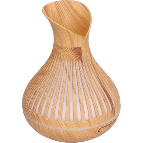 Diffuseur d'huiles essentielles 400 ml en bois avec télécommande, veilleuse et humidificateur, idéal pour la chambre ou le bureau. Prise 100-240 V. (1/5)